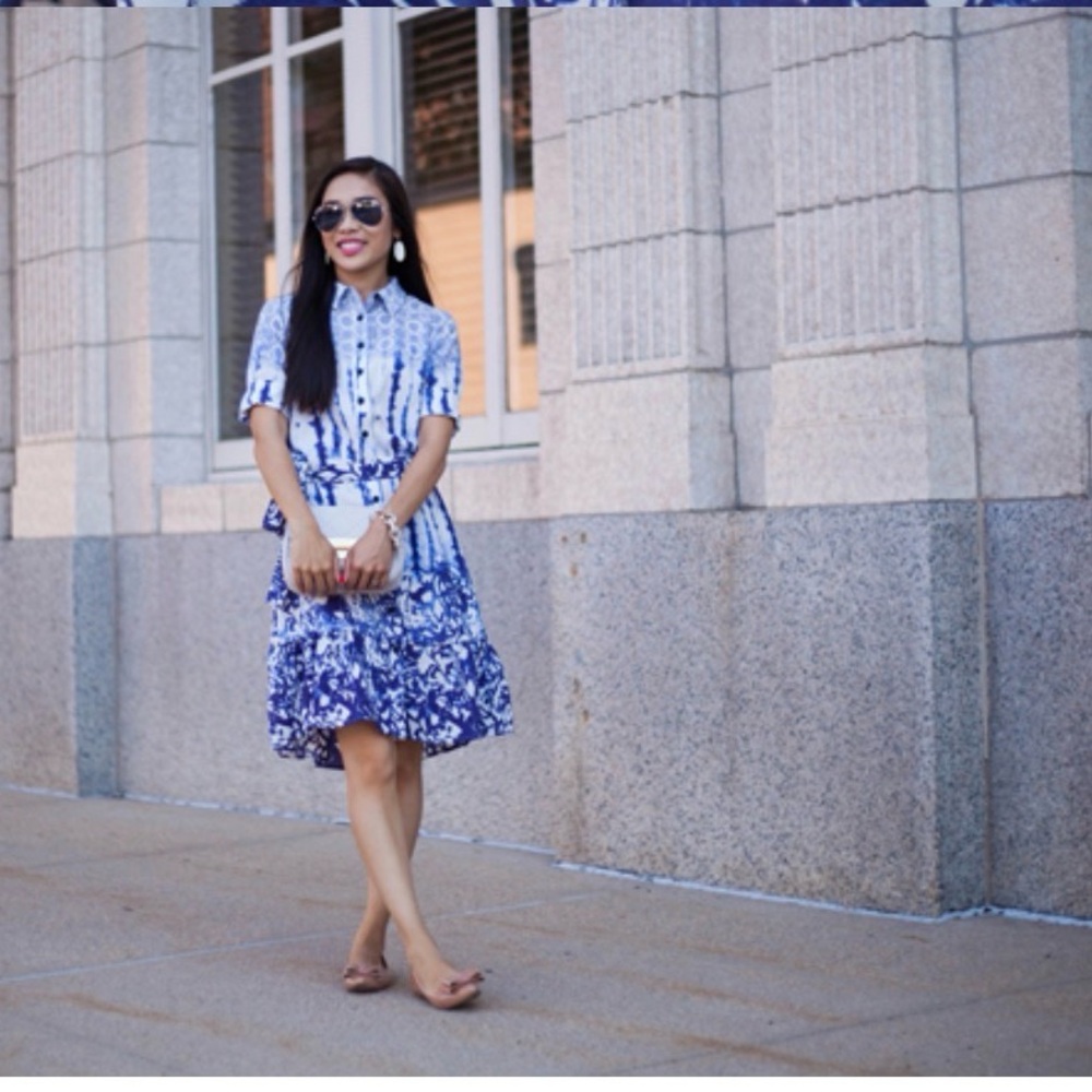 Peter Som for Design Batiin Blue and White Patterned Dress size 12